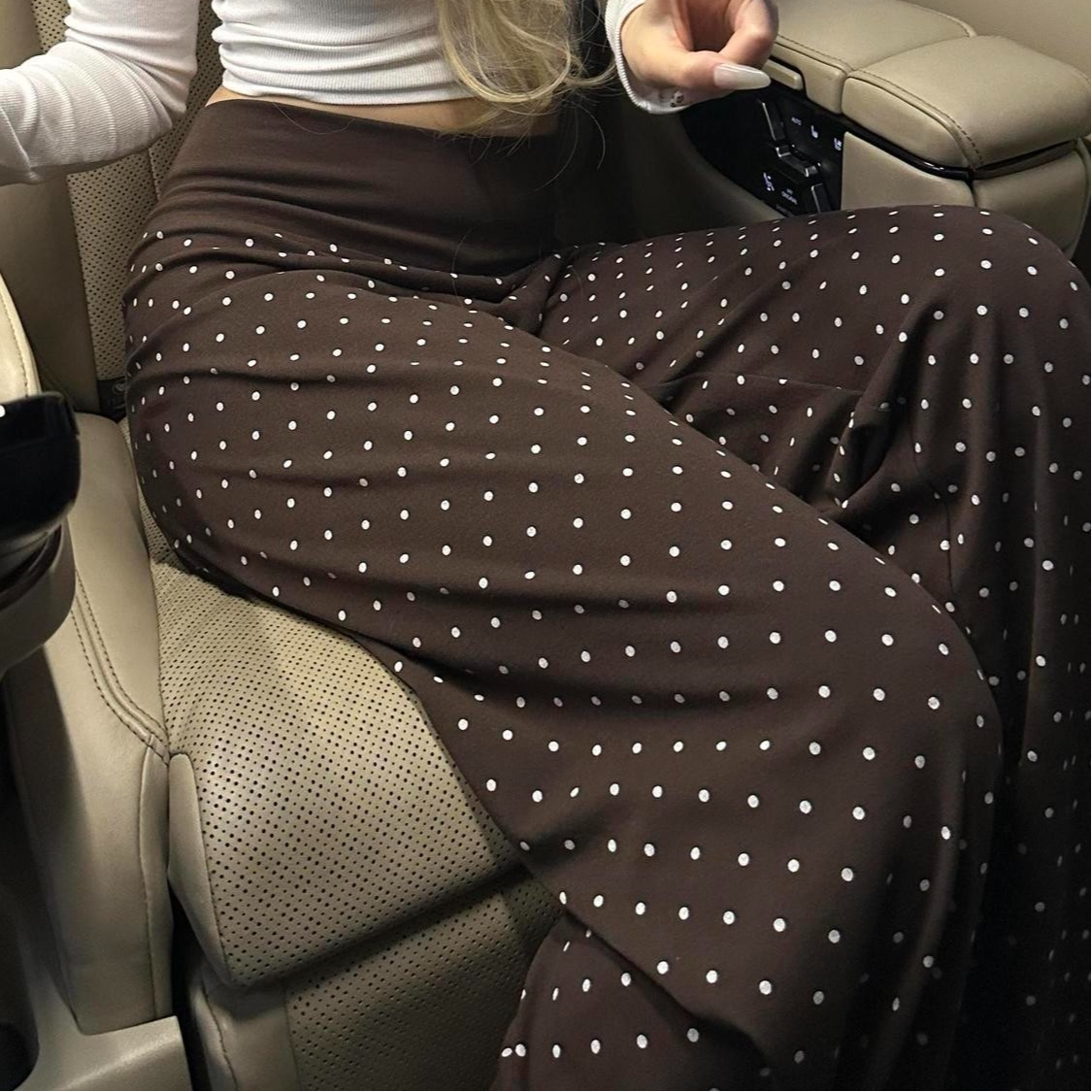 波点印花高腰显瘦微喇裤女2026新款百搭休闲宽松直筒运动阔腿长裤