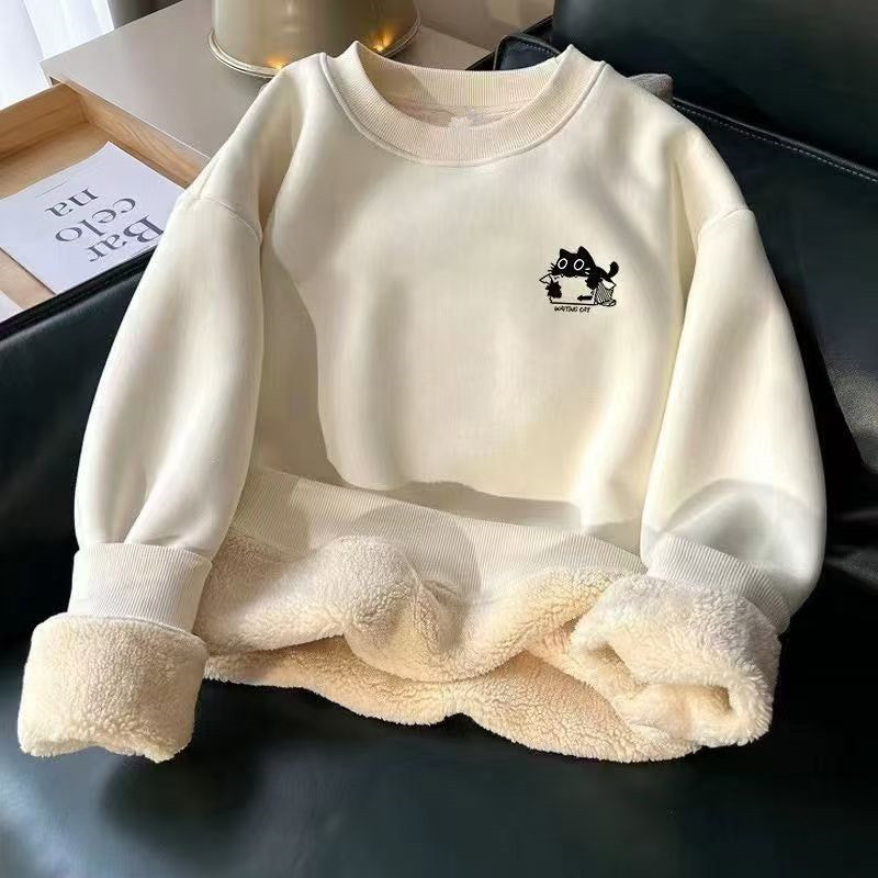 卫衣男冬季新款圆领加绒加厚羊羔