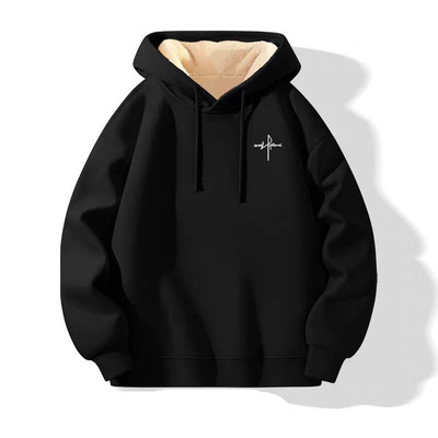 保暖羊羔绒连帽卫衣男2025冬季加