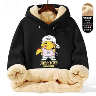 2025秋冬款 青少年上衣潮 羊羔绒卫衣男连帽宽松保暖加绒加厚新款