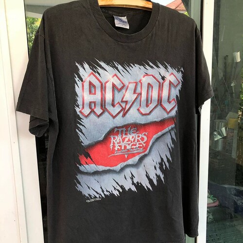 AC/DC复古宽松300克短袖T恤男