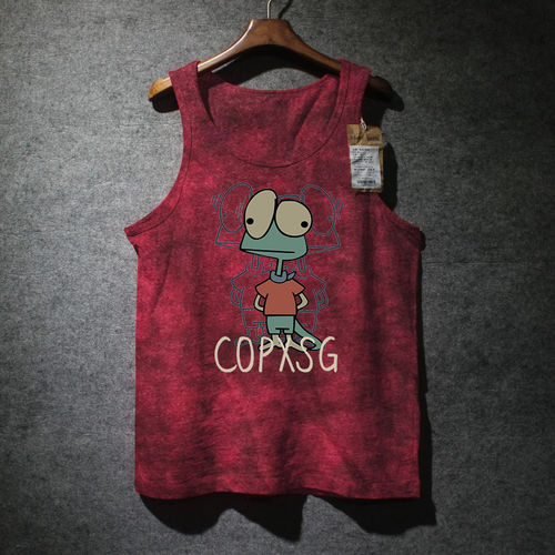 美式复古扎染痞帅吊带背心