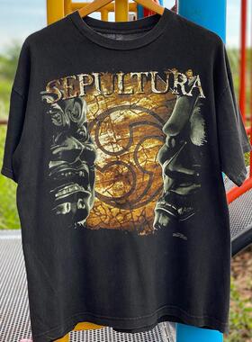 Sepultura埋葬乐队激流金属chic嘻哈摇滚短袖男女hiphop重磅棉T恤