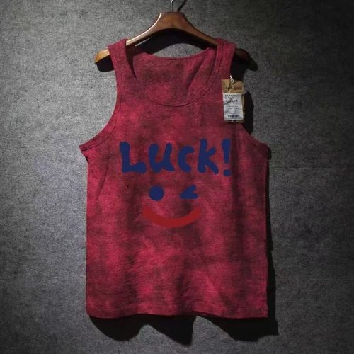 外贸尾货余货100%纯棉美式复古扎染印花背心男女夏季宽松潮牌上衣