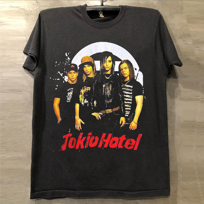 Tokio Hotel东京旅馆摇滚乐队短袖T恤hiphop潮牌300克重磅体恤衫
