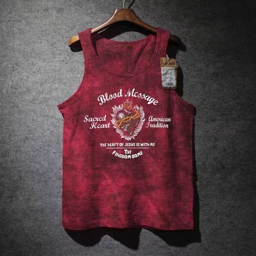 外贸尾货余货100%纯棉潮牌卡通印花无袖背心男女夏季宽松休闲上衣