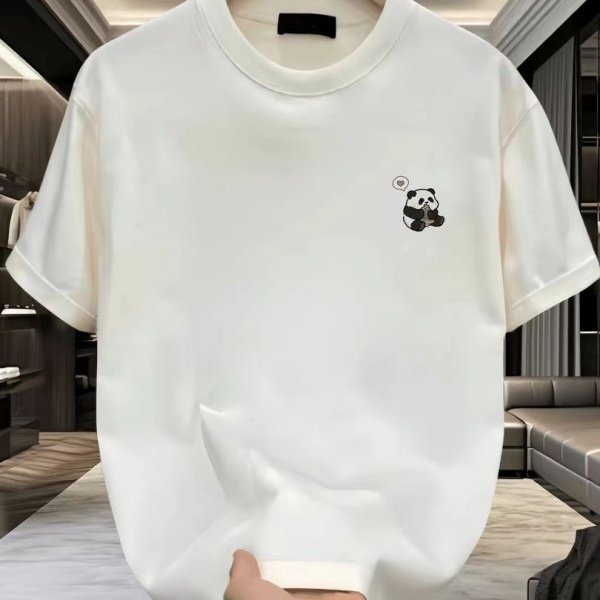 外贸余货~尾货清仓捡漏100%纯棉男士短袖T恤夏季宽松熊猫印花白色,男装,时尚防晒服,淘宝优惠券,粉丝福利购,淘宝优惠卷