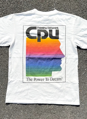 CPU Thinking Different美式复古Y2K简约潮300克重磅纯棉短袖T恤
