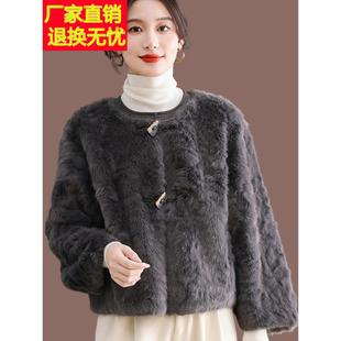 小香风羊羔毛皮草外套冬2025新款皮毛一体大衣女短款爆款羊剪绒