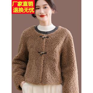 颗粒羊剪绒大衣女2025冬季新款韩版小个子羊羔毛皮毛一体皮草外套
