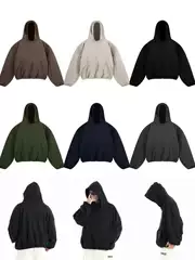Kanye Kanye West Style Trendy Co-Branded Solid Color Double-Layer Sweatshirt American High Street Heavyweight Vintage Loose Unisex Hoodie