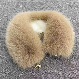 多巴胺仿狐狸毛围脖毛领子对扣围巾纯色加厚保暖仿皮草围脖秋冬女