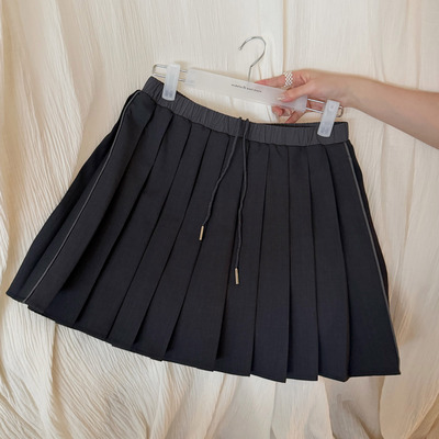 widelia陈魅儿2026春夏新款 学院风高腰显瘦抽绳洋气百褶半身短裙