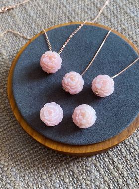 花珠粉澳宝双头项链裸石苏工雕刻