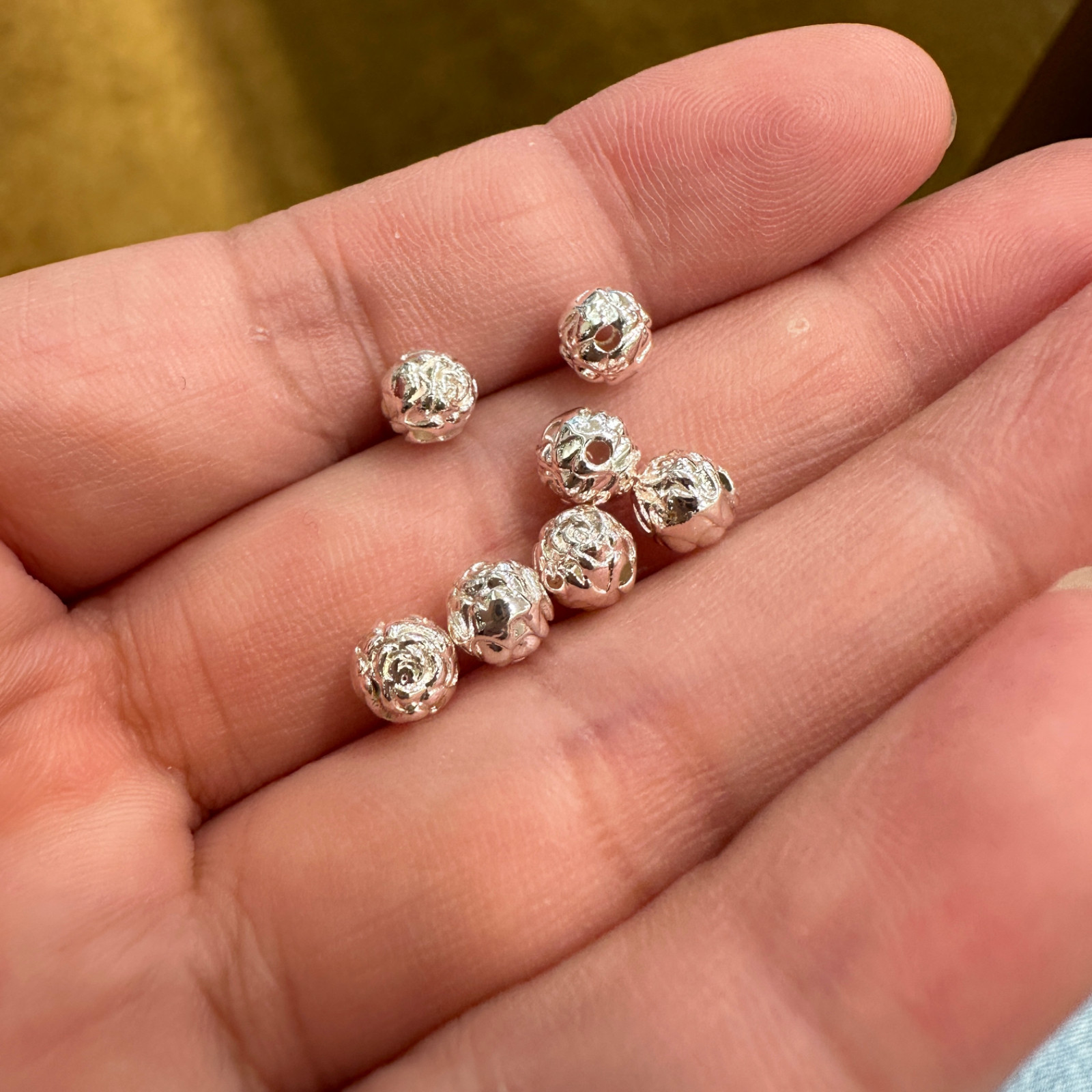 卡5.8mm银色镂空玫瑰花隔珠手工diy手链项链耳饰串珠饰品配件材料