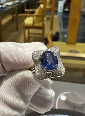 18k蓝宝石戒指矢车菊浓比皇家蓝