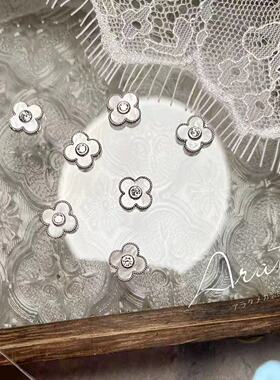 ARATA电镀真金锆石 金色银色四叶草带钻母贝 带钻贝母 美甲饰品