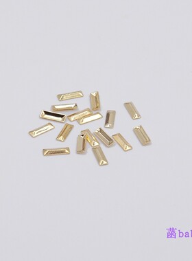 日式 ARATA 金色亮面长方形  金色铆钉 指甲饰品 真金电镀