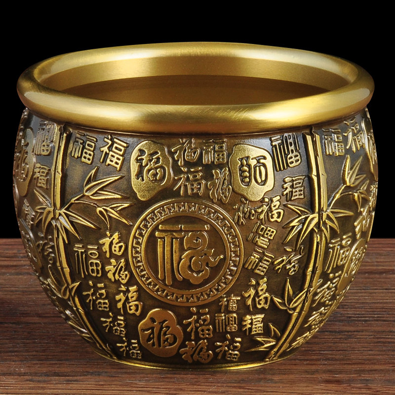 黄铜百福缸摆件聚宝盆风水招财摆设家居客厅电视柜装饰品乔迁礼品,家居饰品,桌面摆件,淘宝优惠券,粉丝福利购,淘宝优惠卷