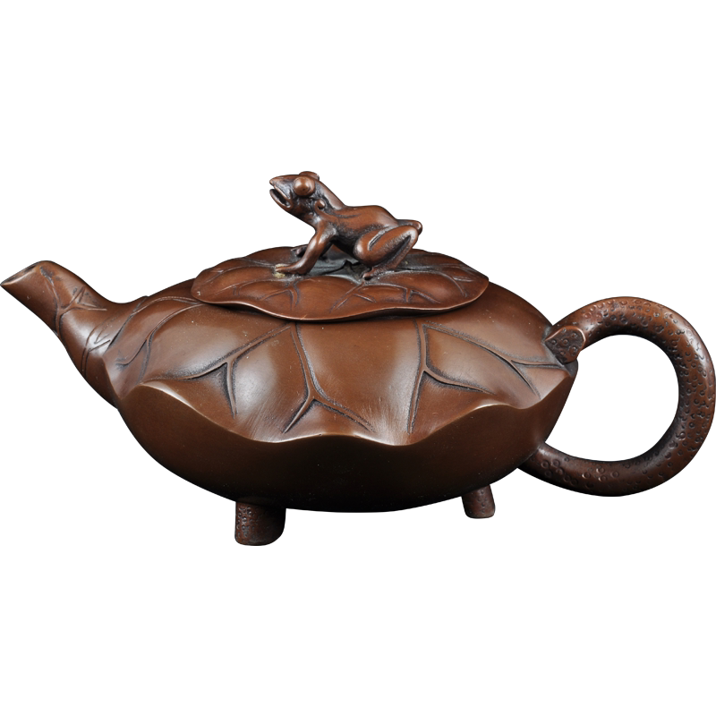 紫铜荷塘月色茶壶摆件铜工艺品