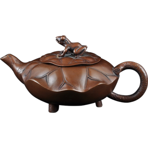 紫铜荷塘月色茶壶摆件铜工艺品