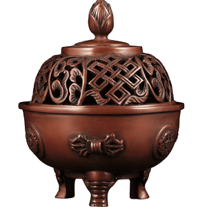 莲善堂紫铜莲花香炉铜工艺品