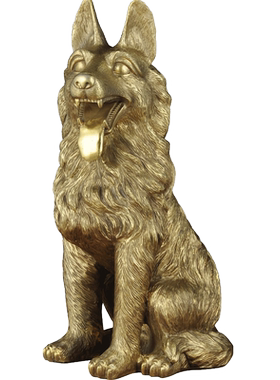 黄铜狼狗摆件招财狗生肖狗风水看门狗家居客厅玄关装饰品开业礼品