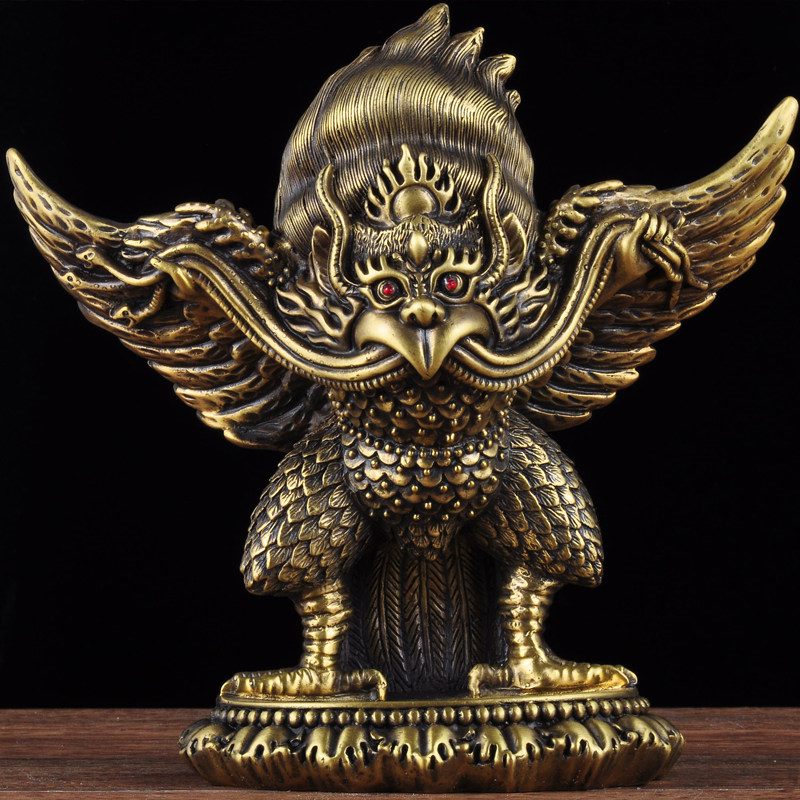全铜金翅大鹏鸟摆件大鹏金翅鸟像家居客厅装饰品家用寺庙佛堂供奉
