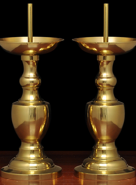 黄铜光身烛座针烛台中式蜡烛台