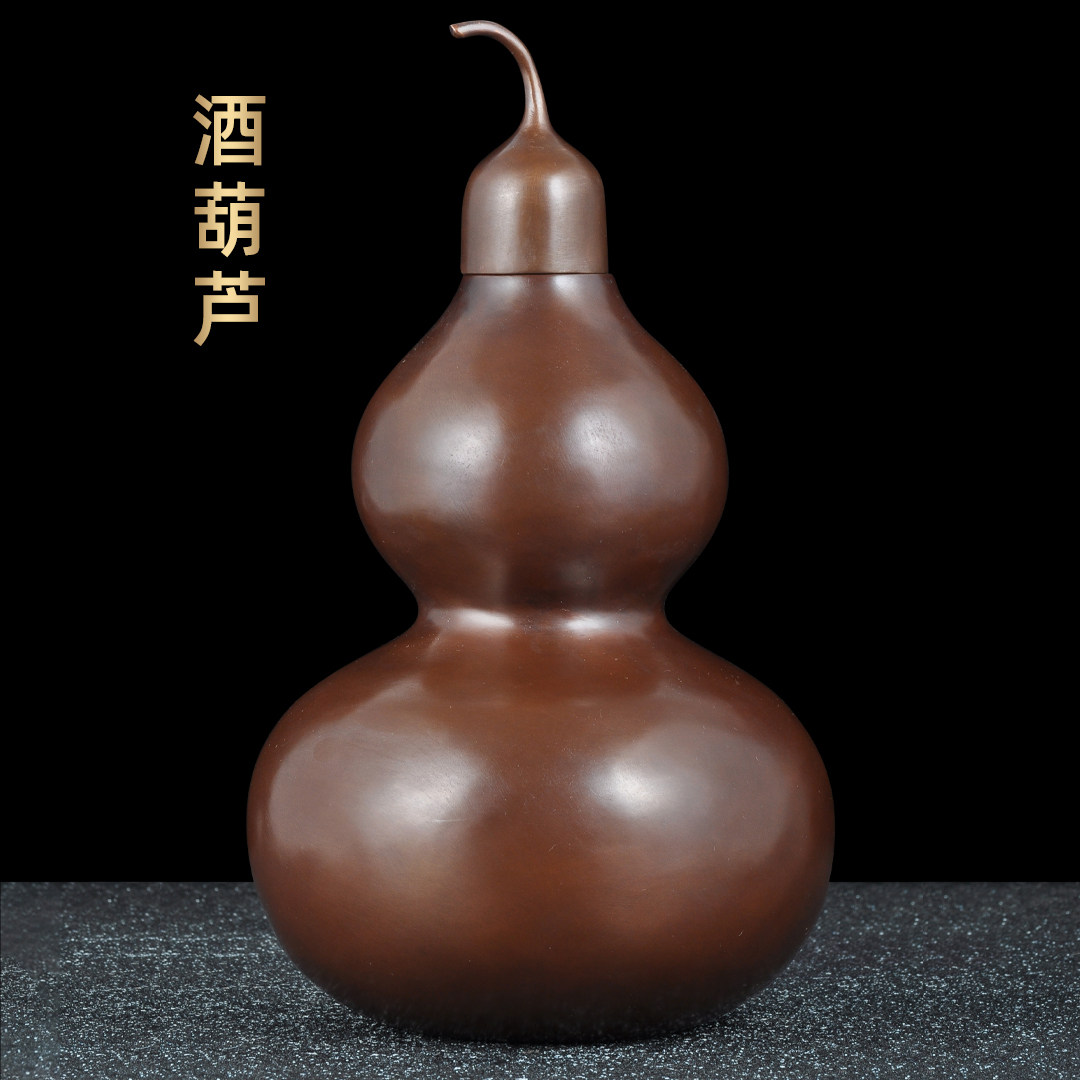 纯紫铜葫芦摆件招财酒葫芦