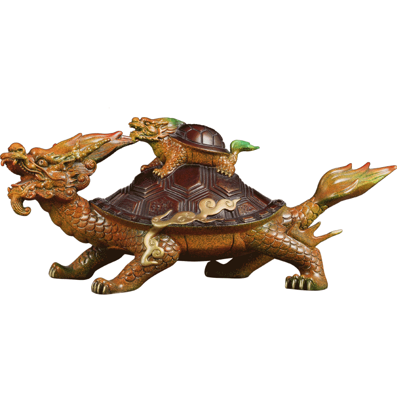 铜招财龙龟母子龙龟摆件龙头龟