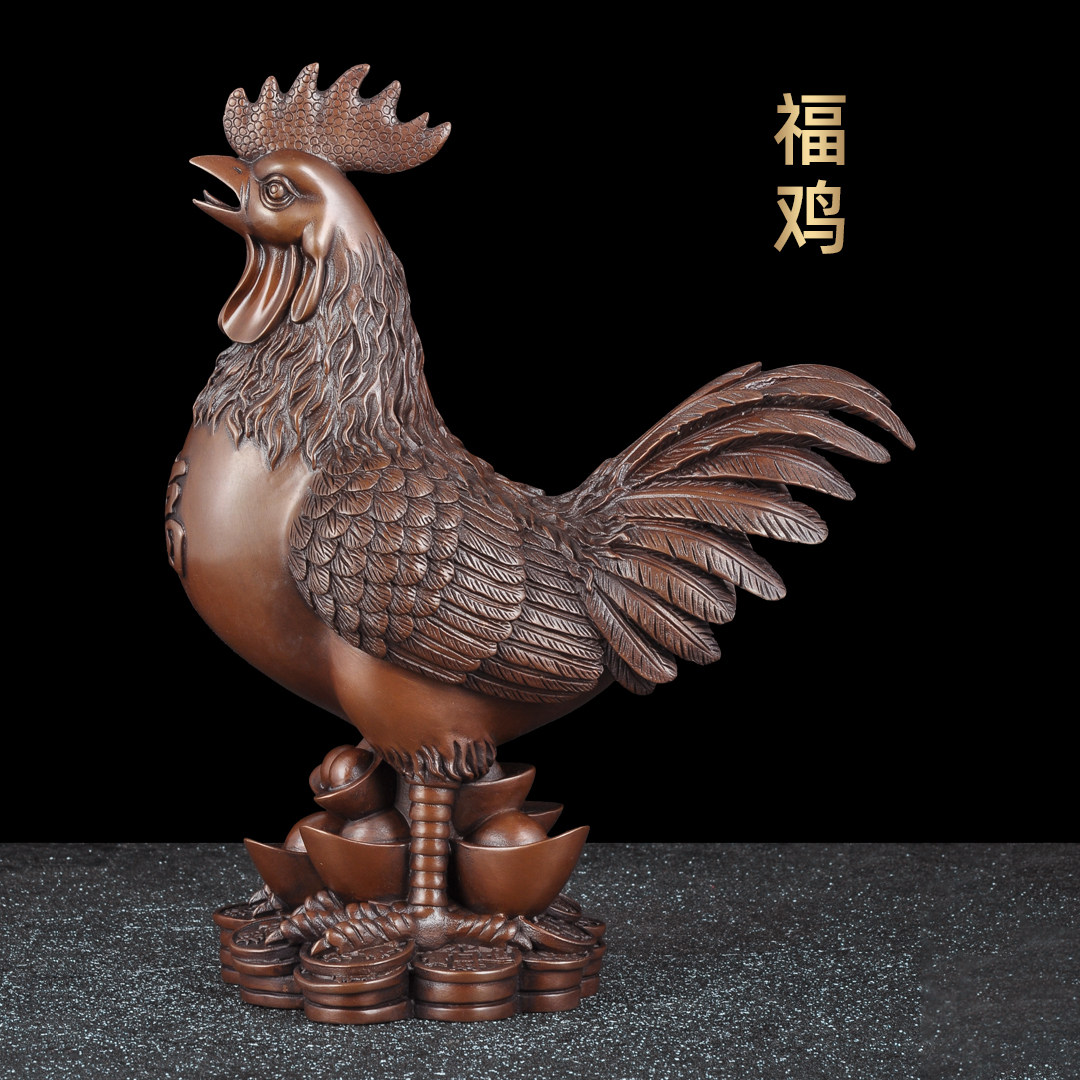 紫铜大吉大利招财福鸡摆件大公鸡
