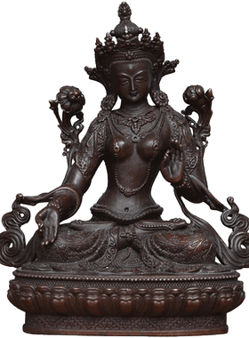 纯铜白度母居家供奉摆件观音佛像