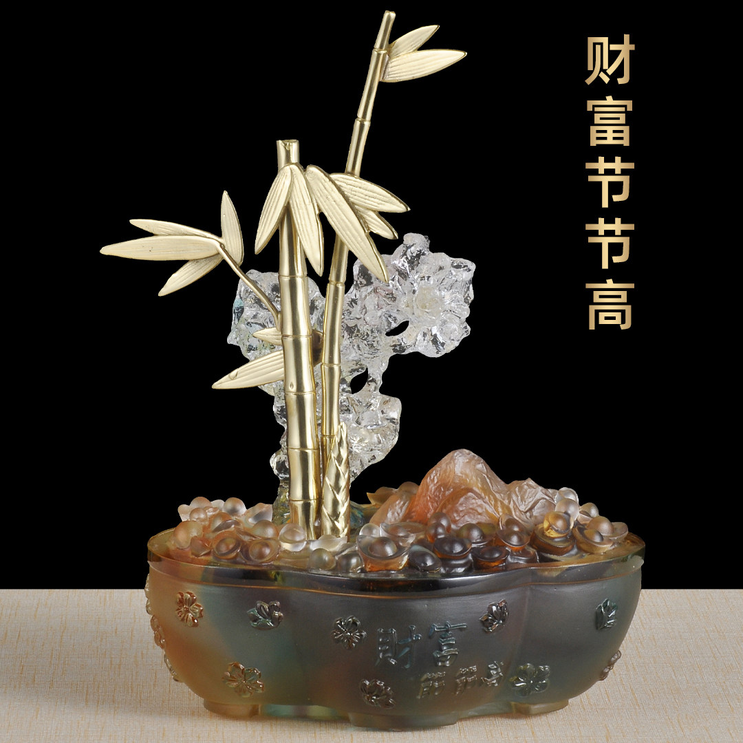 财富节节高琉璃竹子摆件招财