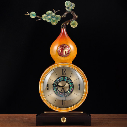 彩铜福气临门葫芦座钟客厅台式钟