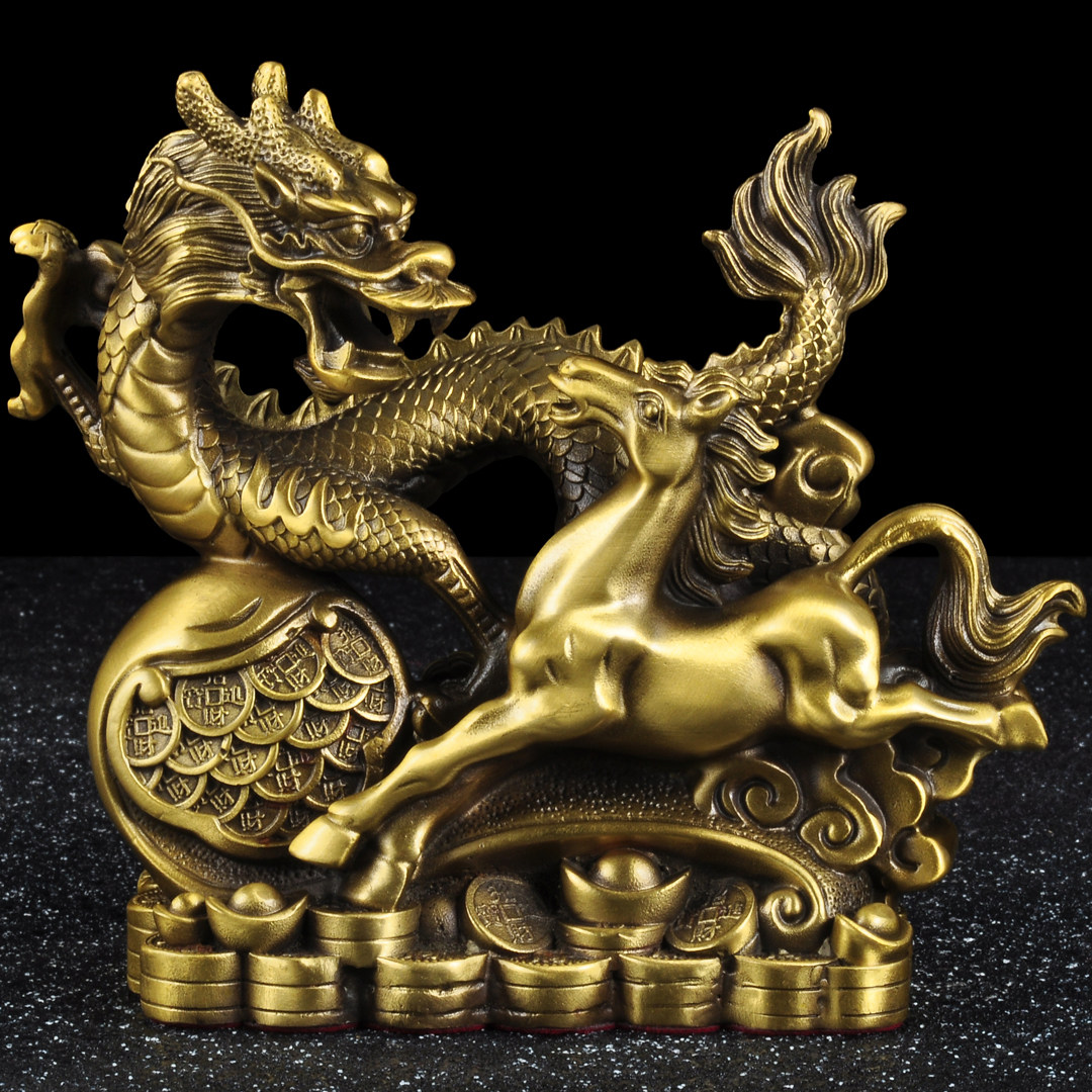 黄铜龙马精神摆件生肖马招财龙家居客厅电视柜书房办公室装饰品,家居饰品,桌面摆件,淘宝优惠券,粉丝福利购,淘宝优惠卷