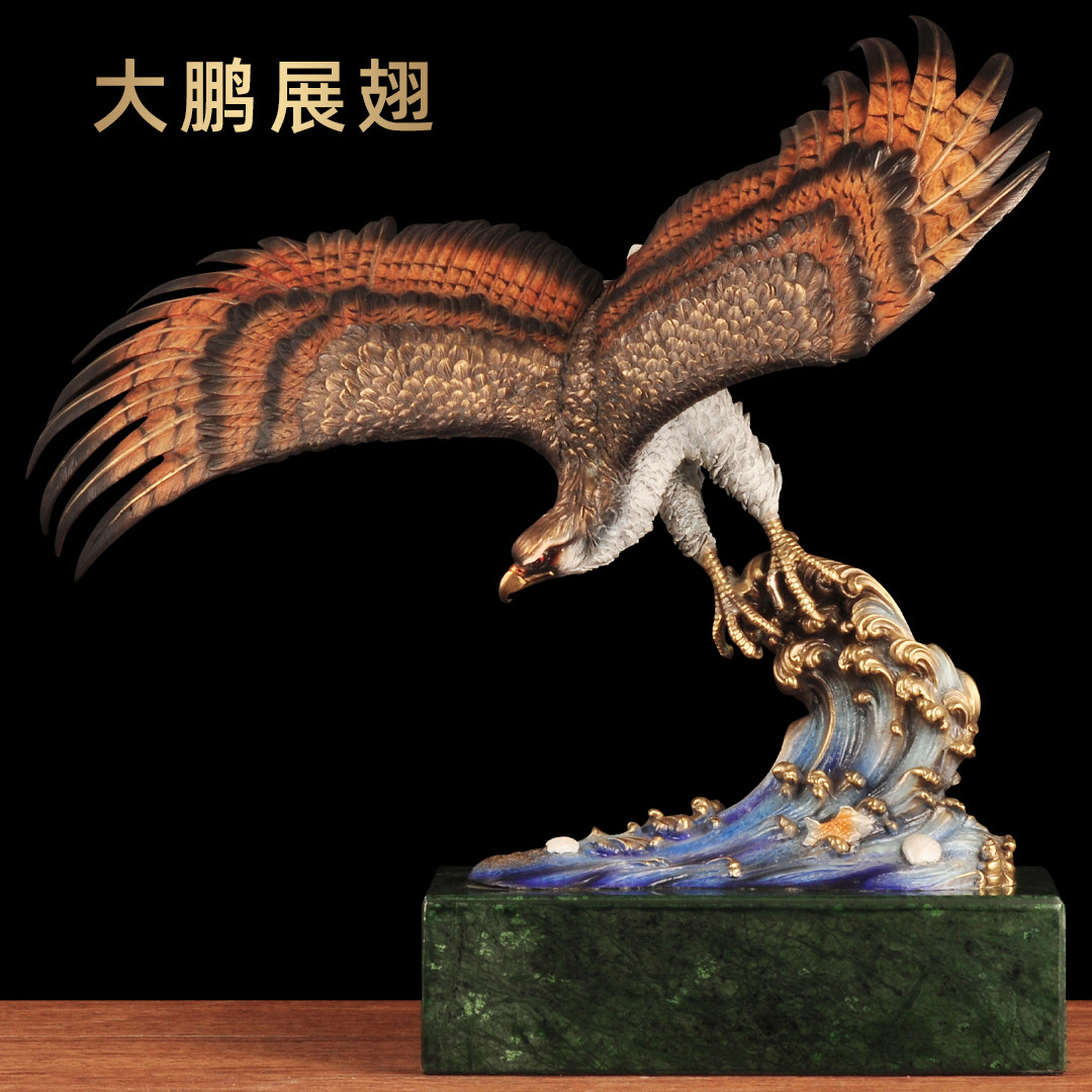 彩铜大展宏图老鹰摆件办公室装饰