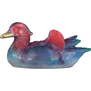 彩铜鸳鸯双栖摆件一对鸳鸯工艺品百年好合金婚新人夫妻结婚送礼物