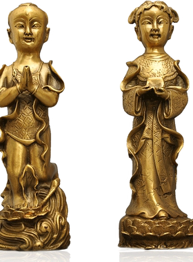 黄铜摆件善财童子佛堂工艺品
