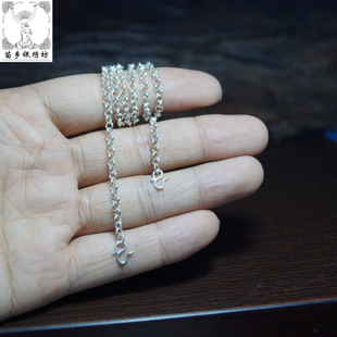 苗乡银绣坊手工银饰 S990银项链 传统足银长44CM双钩银锁吊坠项链