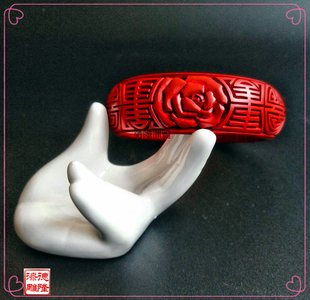 收藏升值质量保障结婚生日礼物雕漆手工木胎老货牡丹花寿字手镯