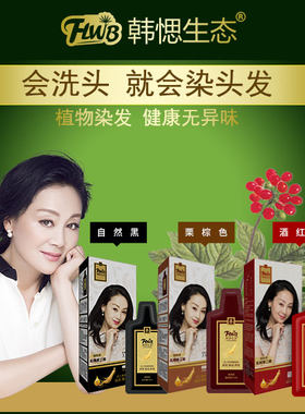 韩愢生态艾尚彩人参泡泡染发焗油膏韩思温和染护植物染发护养发剂