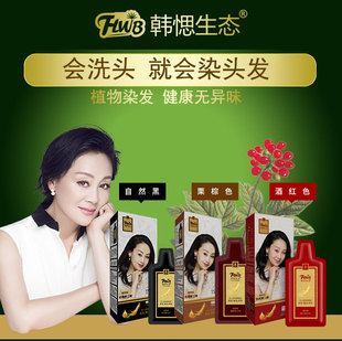 韩愢生态艾尚彩人参泡泡染发焗油膏韩思温和染护植物染发护养发剂