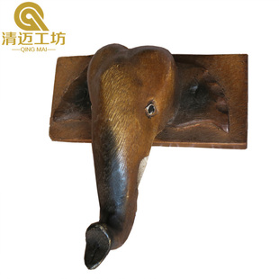 泰国进口家居复古衣帽钩家具外贸北欧风格实木衣架挂钩壁挂衣帽架