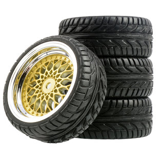 10平跑轮胎xv01房车RS4电镀尼龙轮毂竞速胎FW06软胎ptg田宫TT02