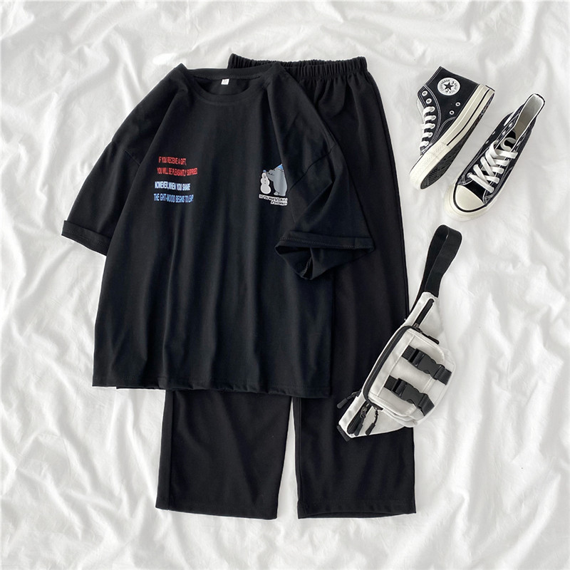 2021 real shot summer fattening plus size women's fat mm fat sister slim Capris short sleeve two piece suit