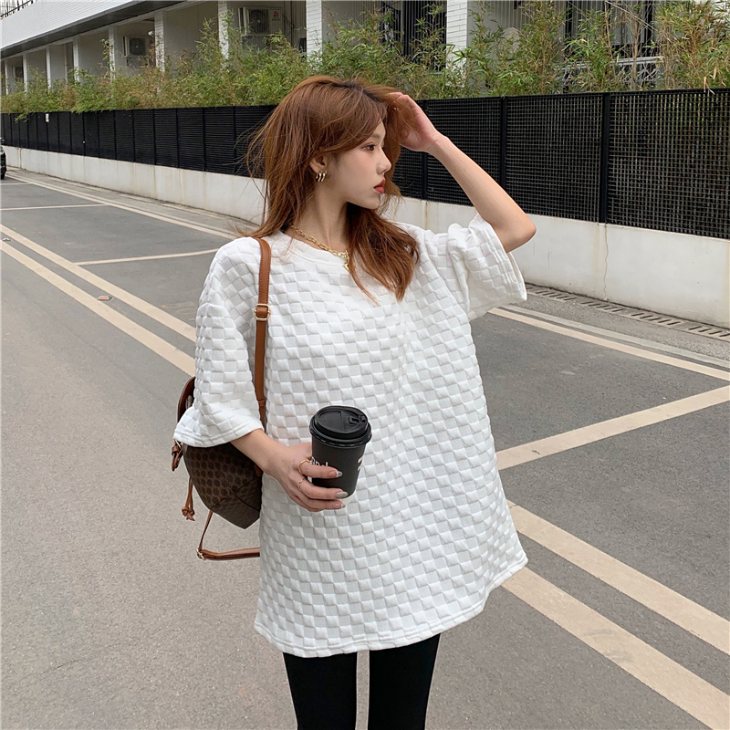 Real shot spring jacket cotton thickened and fattened women's dress fat sister slim top short sleeve T-shirt