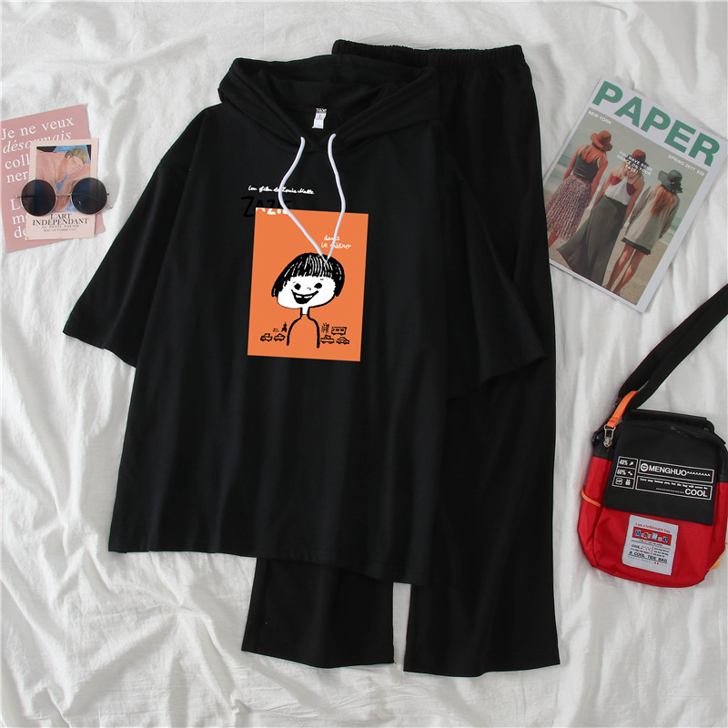 2021 real shot summer fattening plus size women's fat mm fat sister slim Capris short sleeve two piece suit