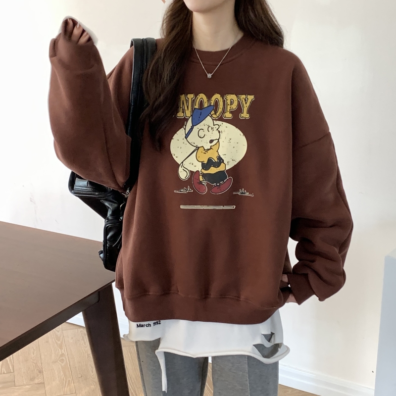 2021 real shot spring loose thin casual loose long sleeve women's large women's slim top T-shirt