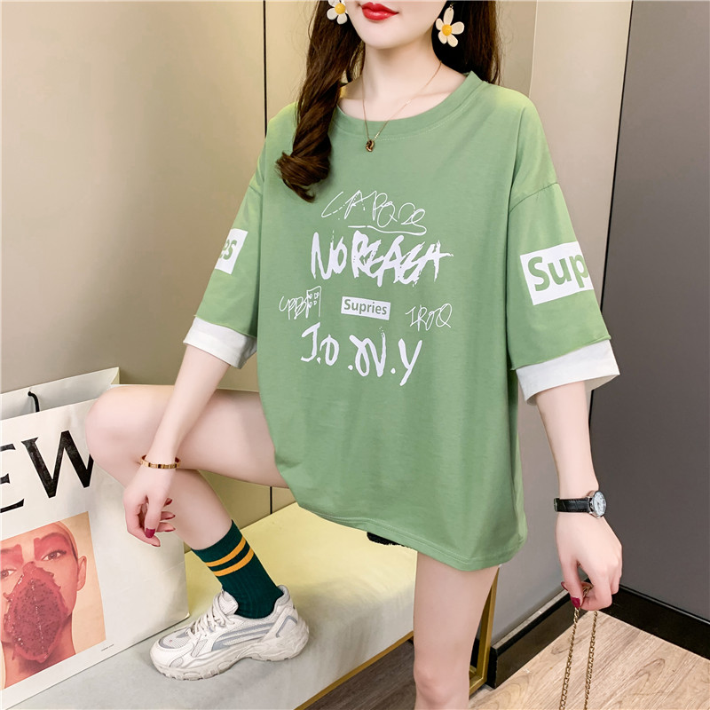 Real shot fashion summer plus plus size women's dress Jin Pang Mei Mei xianshou T-shirt short sleeve T-shirt